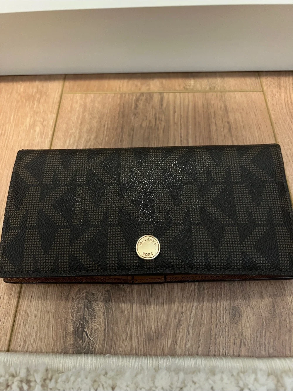 Michael Kors Brown and Tan MK Logo Dome Satchel with Wallet